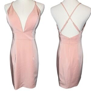 Jovani Plunging Neckline Mini Dress NEW Blush Pink size 0